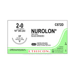 ETHICON Nurolon Nonabsorbable Nylon Sutures C572D 12 Each - MDL-ETHC572D