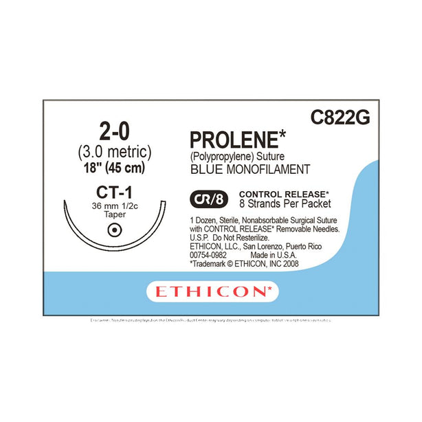 Ethicon Prolene Polypropylene Suture C822G - 12.0 Each