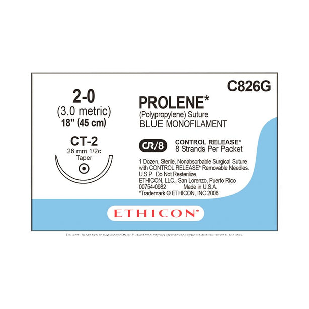 Ethicon Prolene Polypropylene Suture C826G - 12.0 Each