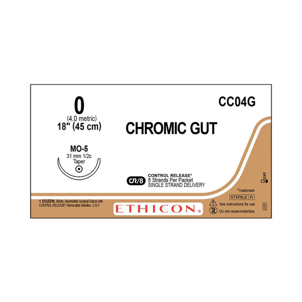 Ethicon Taper Point Chromic Gut Absorbable Suture CC04G - 12.0 Each - MDL-ETHCC04G