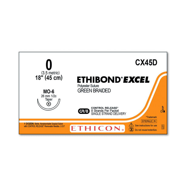 ETHICON Taper Point Ethibond Excel Suture CX45D 12 Each-MDL-ETHCX45D