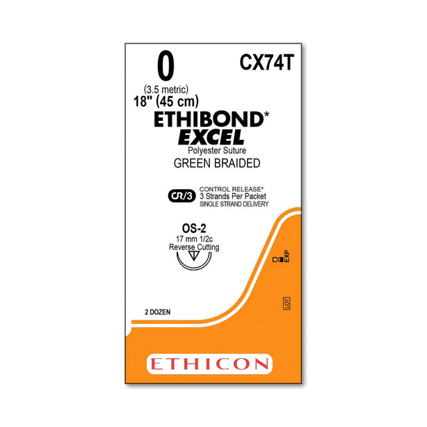 Ethicon Reverse Cutting Ethibond Excel Sutures CX74T - 24.0 Each