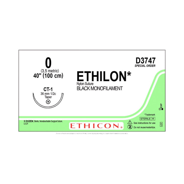 ETHICON Precision Point Nonabsorbable Nylon Monofilament Sutures D3747 36 Each - MDL-ETHD3747