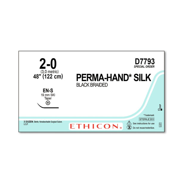 ETHICON Ethicon Hand-Braided Silk Sutures D7793 36 Each - MDL-ETHD7793