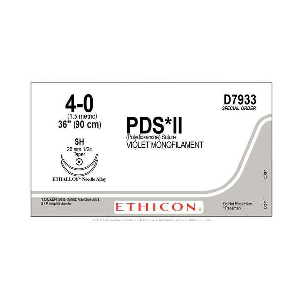 ETHICON PDS-II Sutures D7933 12 Each - MDL-ETHD7933