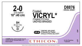 ETHICON Coated Vicryl Plus Sutures D8876 12 Each - MDL-ETHD8876