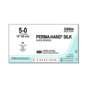 ETHICON Ethicon Hand-Braided Silk Sutures D8904 12 Each - MDL-ETHD8904