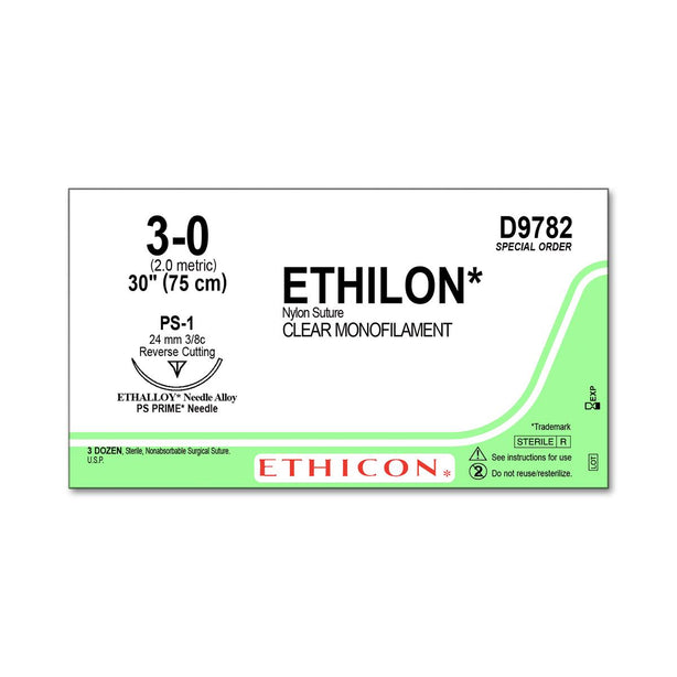 ETHICON Ethilon Nylon Suture D9782 36 Each - MDL-ETHD9782