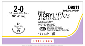 ETHICON Coated Vicryl Plus Sutures D9911 12 Each - MDL-ETHD9911