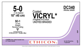 ETHICON Coated Vicryl Plus Sutures DC340 12 Each - MDL-ETHDC340