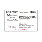 Ethicon Ethi-Pak Surgical Pre-Cut Steel Monofilament Sutures DS35 - 12.0 Each