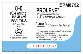 Ethicon Prolene Polypropylene Suture EPM8752 - 12.0 Each
