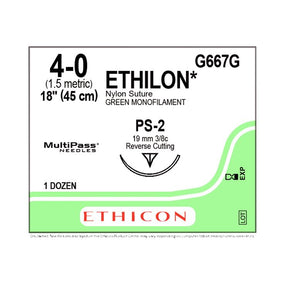 ETHICON Precision Point Nonabsorbable Nylon Monofilament Sutures G667G 12 Each - MDL-ETHG667G
