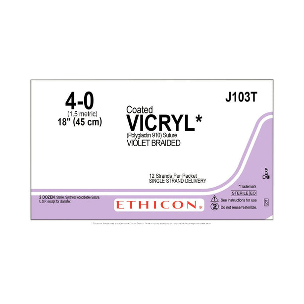 Ethicon Pre-Cut Coated Vicryl Sutures J103T - 24.0 Each - MDL-ETHJ103T
