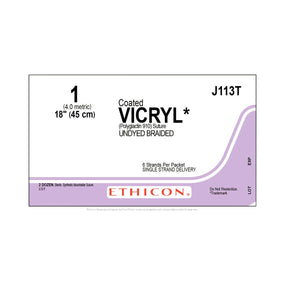 Ethicon Pre-Cut Coated Vicryl Sutures J113T - 24.0 Each