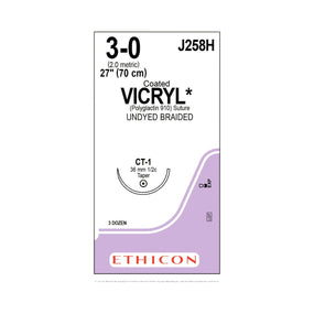 Ethicon Taper Point Vicryl Synthetic Absorbable Sutures J258H - 36.0 Each