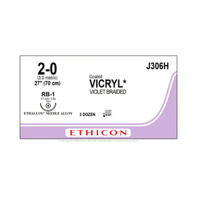 Ethicon Taper Point Vicryl Synthetic Absorbable Sutures J306H - 36.0 Each - MDL-ETHJ306H