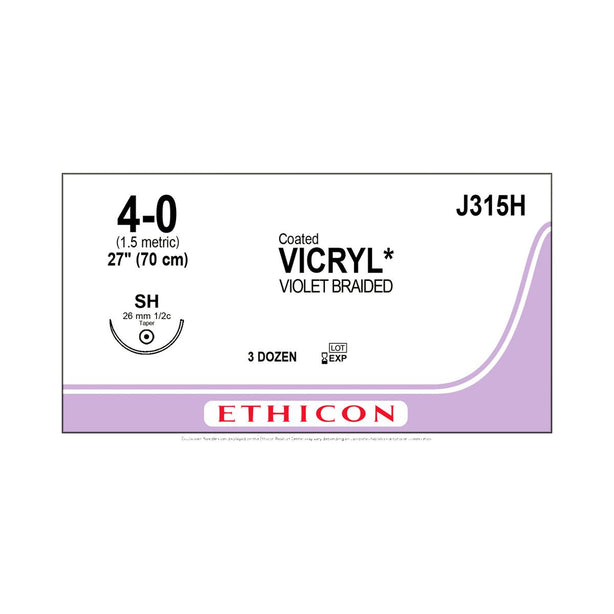Ethicon Taper Point Vicryl Synthetic Absorbable Sutures J315H - 36.0 Each - MDL-ETHJ315H