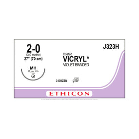 Ethicon Taper Point Vicryl Synthetic Absorbable Sutures J323H - 36.0 Each