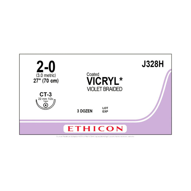 Ethicon Taper Point Vicryl Synthetic Absorbable Sutures J328H - 36.0 Each - MDL-ETHJ328H