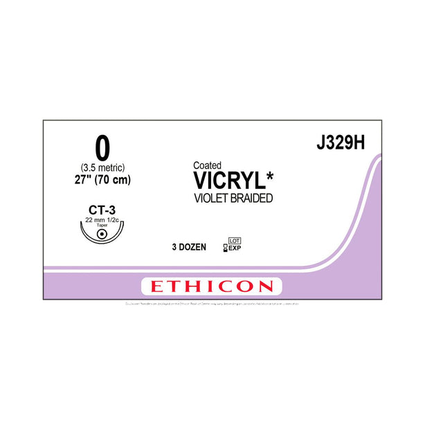 Ethicon Taper Point Vicryl Synthetic Absorbable Sutures J329H - 36.0 Each - MDL-ETHJ329H