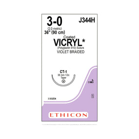 Ethicon Taper Point Vicryl Synthetic Absorbable Sutures J344H - 36.0 Each - MDL-ETHJ344H