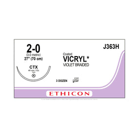 Ethicon Taper Point Vicryl Synthetic Absorbable Sutures J363H - 36.0 Each