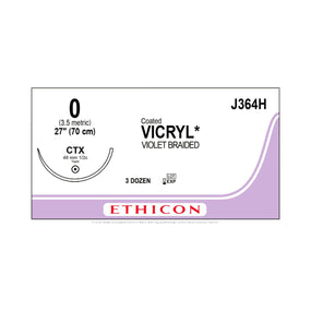 Ethicon Taper Point Vicryl Synthetic Absorbable Sutures J364H - 36.0 Each - MDL-ETHJ364H