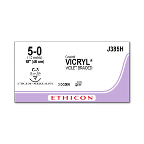 Ethicon Reverse Cutting VICRYL Absorbable Sutures J385H - 36.0 Each - MDL-ETHJ385H