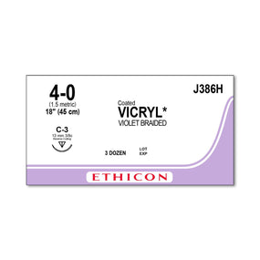 Ethicon Reverse Cutting VICRYL Absorbable Sutures J386H - 36.0 Each - MDL-ETHJ386H