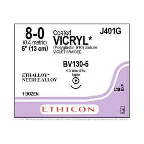 Ethicon Taper Point Vicryl Synthetic Absorbable Sutures J401G - 12.0 Each