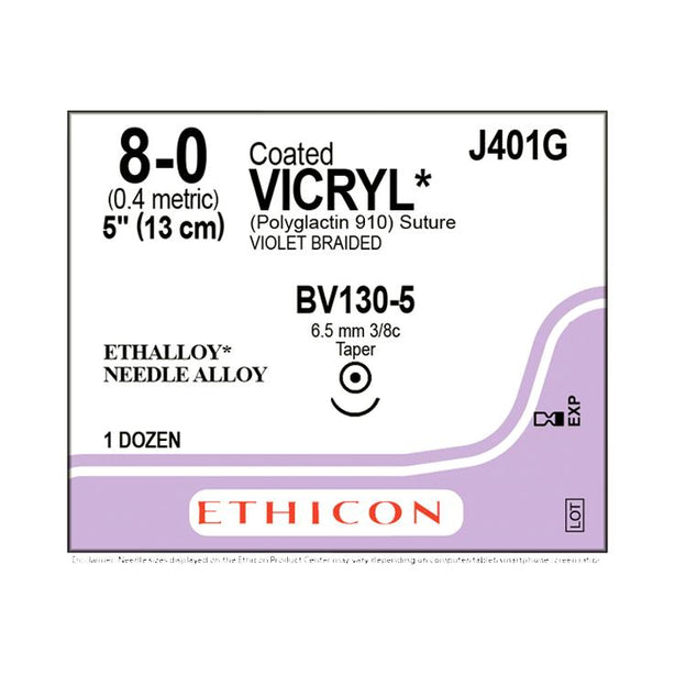 Ethicon Taper Point Vicryl Synthetic Absorbable Sutures J401G - 12.0 Each