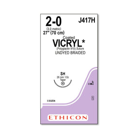 Ethicon Taper Point Vicryl Synthetic Absorbable Sutures J417H - 36.0 Each - MDL-ETHJ417H