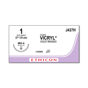 Ethicon Taper Point Vicryl Synthetic Absorbable Sutures J437H - 36.0 Each - MDL-ETHJ437H