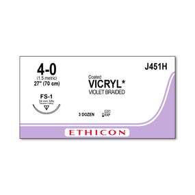 Ethicon Reverse Cutting VICRYL Absorbable Sutures J451H - 36.0 Each - MDL-ETHJ451H