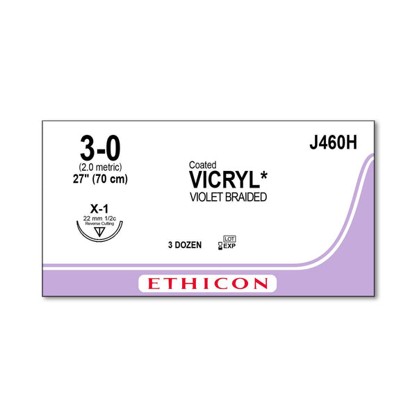 Ethicon Reverse Cutting VICRYL Absorbable Sutures J460H - 36.0 Each ...