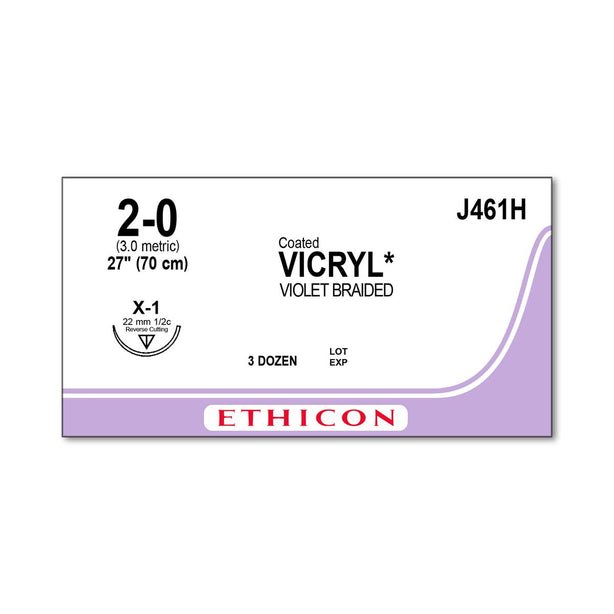 Ethicon Reverse Cutting VICRYL Absorbable Sutures J461H - 36.0 Each - MDL-ETHJ461H
