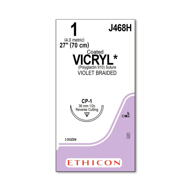 Ethicon Reverse Cutting VICRYL Absorbable Sutures J468H - 36.0 Each - MDL-ETHJ468H