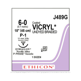 Ethicon Precision Point Vicryl Synthetic Absorbable Suture J489G - 12.0 Each