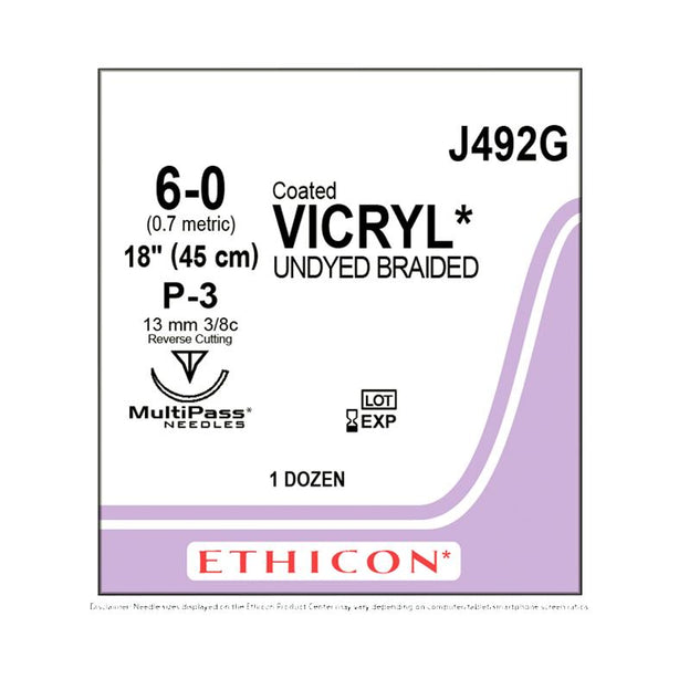 Ethicon Precision Point Vicryl Synthetic Absorbable Suture J492G - 12.0 Each