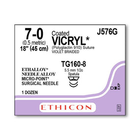 Ethicon Micropoint Spatula Vicryl Absorbable Sutures J576G - 12.0 Each - MDL-ETHJ576G