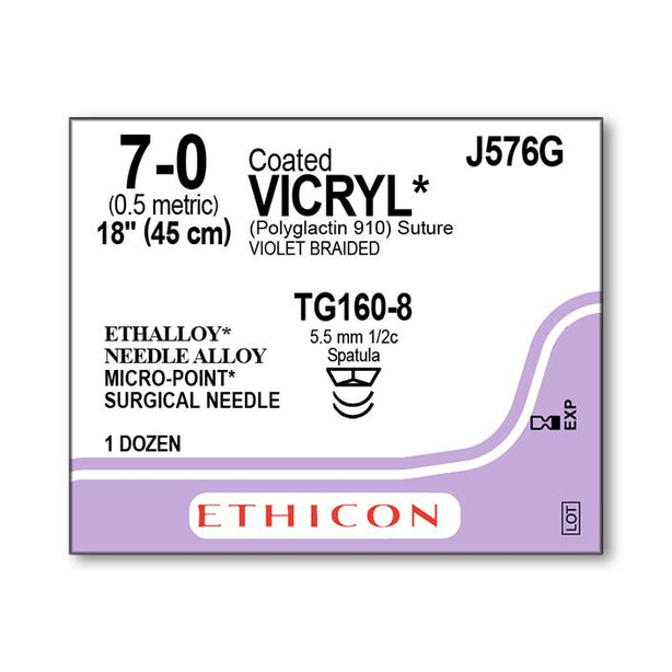 Ethicon Micropoint Spatula Vicryl Absorbable Sutures J576G - 12.0 Each - MDL-ETHJ576G
