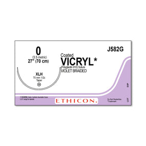 Ethicon Taper Point Vicryl Synthetic Absorbable Sutures J582G - 12.0 Each