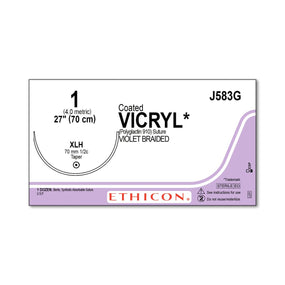 Ethicon Taper Point Vicryl Synthetic Absorbable Sutures J583G - 12.0 Each