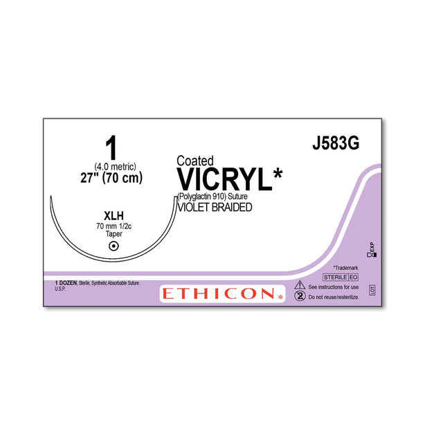 Ethicon Taper Point Vicryl Synthetic Absorbable Sutures J583G - 12.0 Each