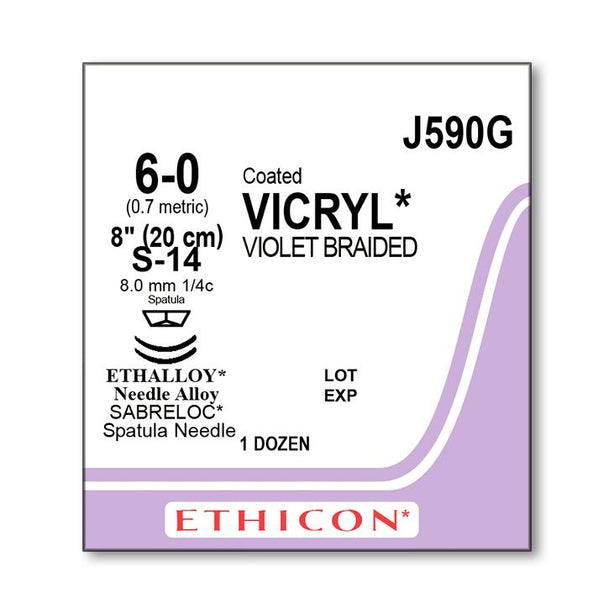 ETHICON Coated Vicryl (polyglactin 910) Suture b J590G 12 Each-MDL-ETHJ590G