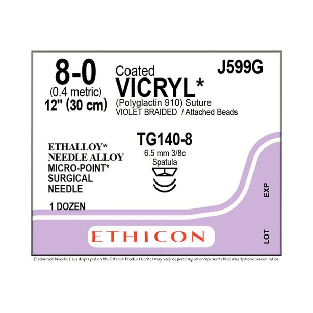 Ethicon Micropoint Spatula Vicryl Absorbable Sutures J599G - 12.0 Each - MDL-ETHJ599G