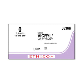 Ethicon Coated Vicryl Absorbable Sutures J636H - 36.0 Each - MDL-ETHJ636H
