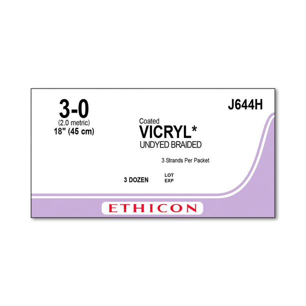 Ethicon Coated Vicryl Absorbable Sutures J644H - 36.0 Each - MDL-ETHJ644H