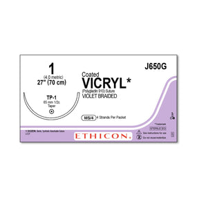 Ethicon Taper Point Vicryl Synthetic Absorbable Sutures J650G - 12.0 Each